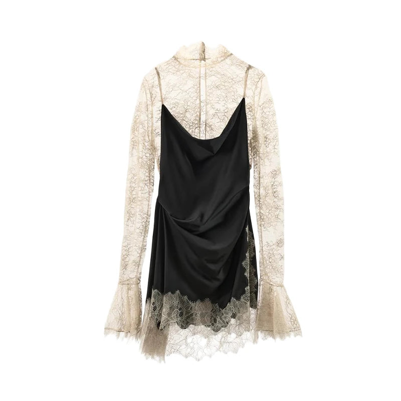 Lace Patchwork Mini Dress