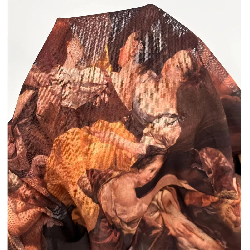 Angel Print Mesh Top