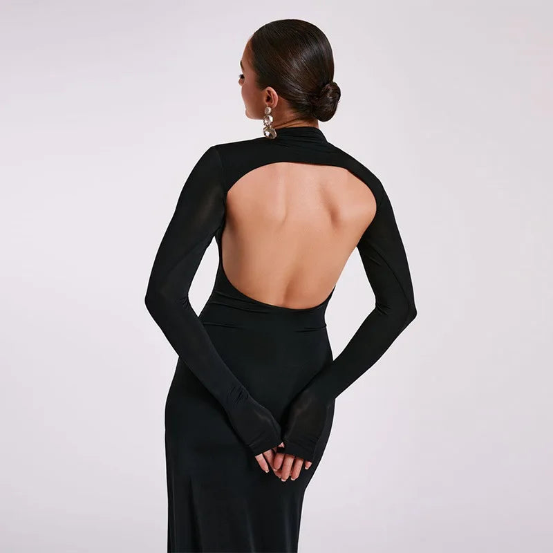 Long Sleeve Maxi Dress & High Split Fashion
