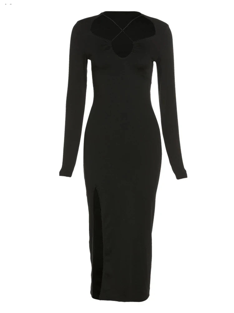 Long Sleeve Crossed Cleavage Dress