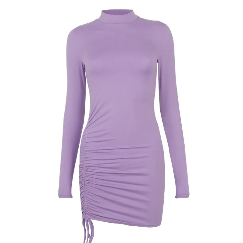 Long Sleeve Bodycon Turtleneck Mini Dress