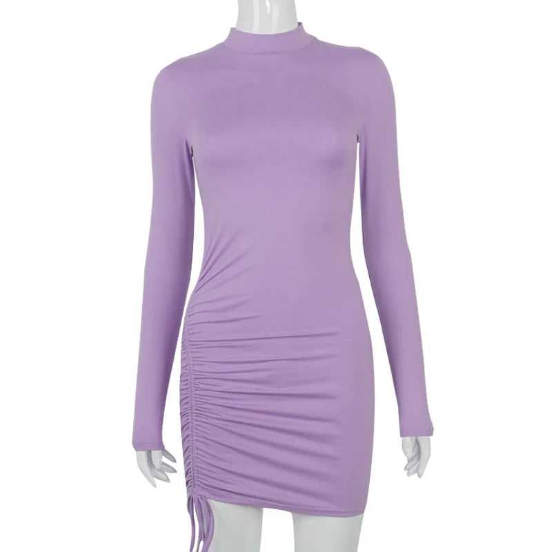 Long Sleeve Bodycon Turtleneck Mini Dress