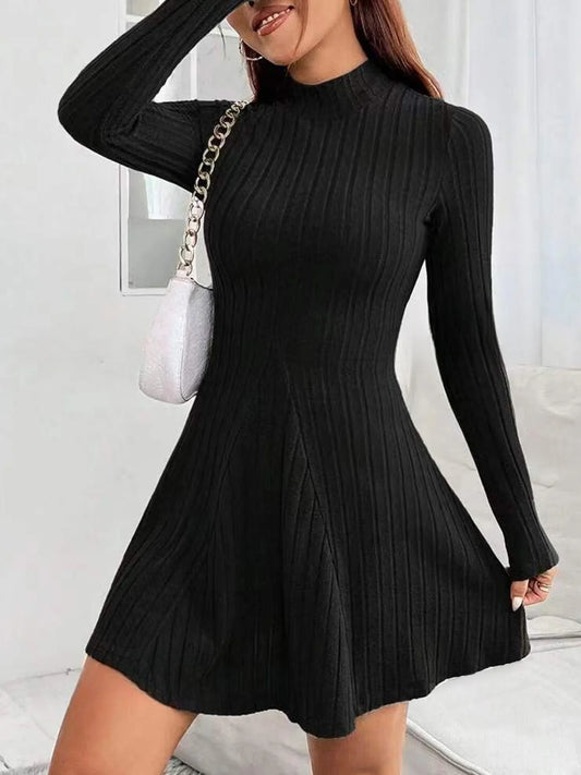 Long Sleeve Slim Fit A-Line Dress