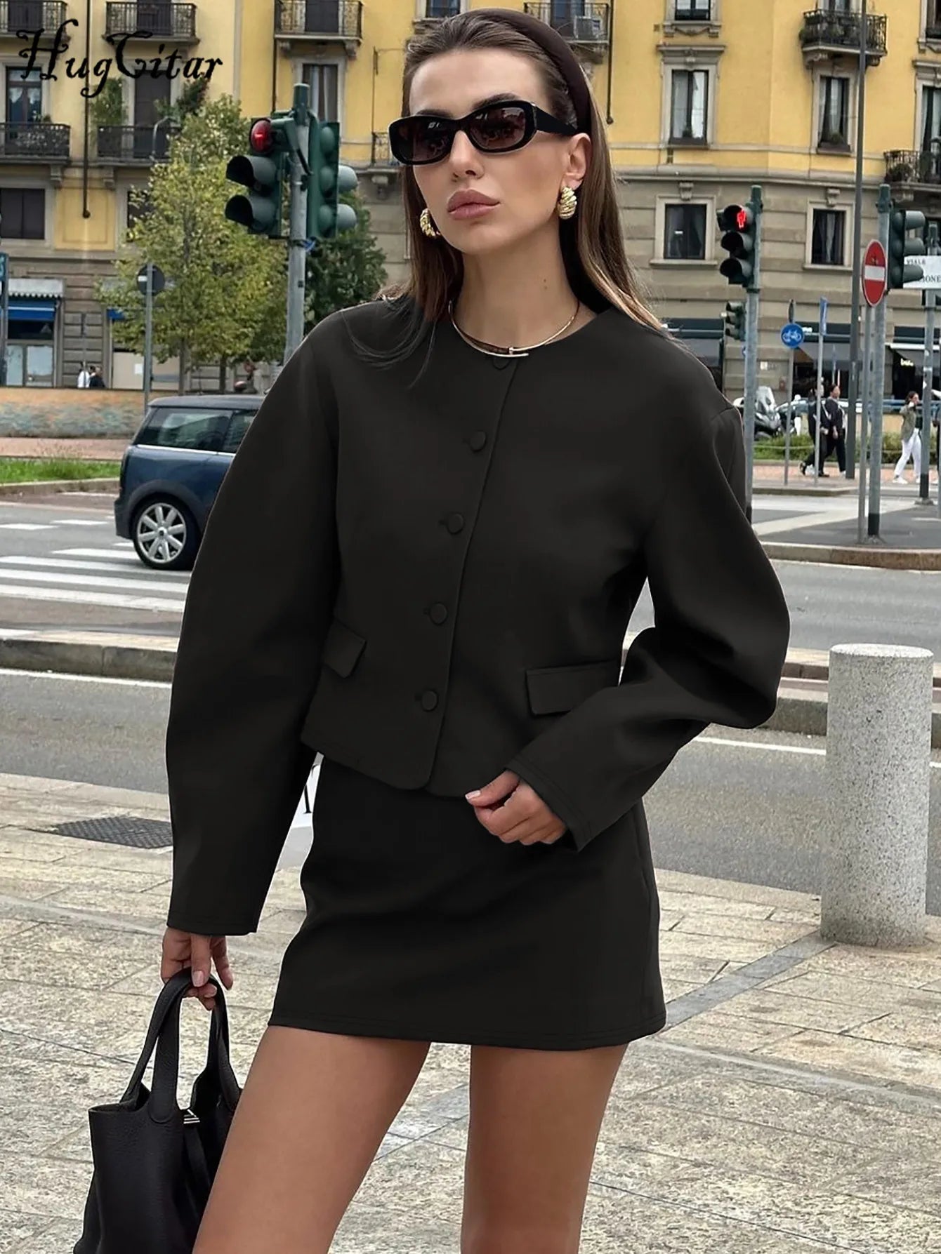 Y2K Chic 2-Piece Set – Crop Coat & Mini Skirt