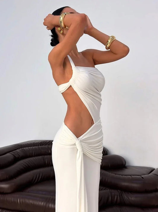Backless Hollow One-Shoulder Dress