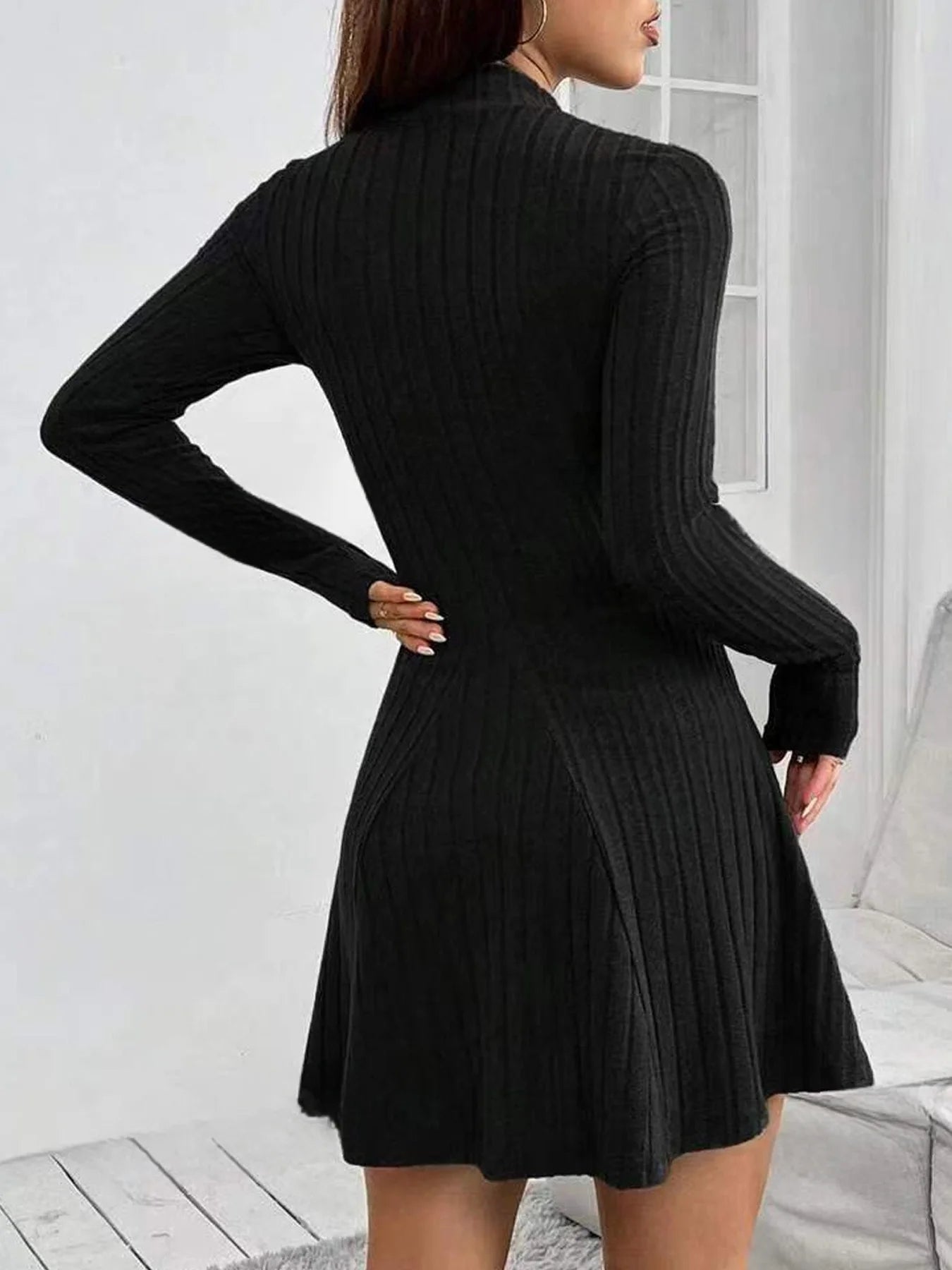 Long Sleeve Slim Fit A-Line Dress