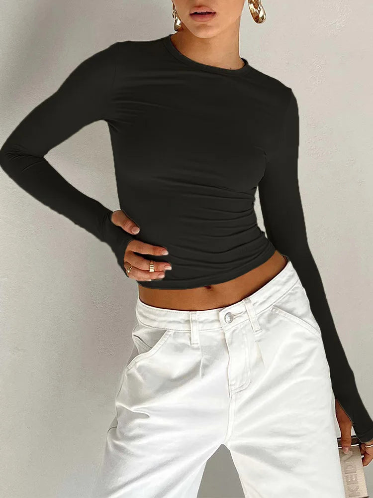 Streetwear Long Sleeve Slim Fit Crop Top
