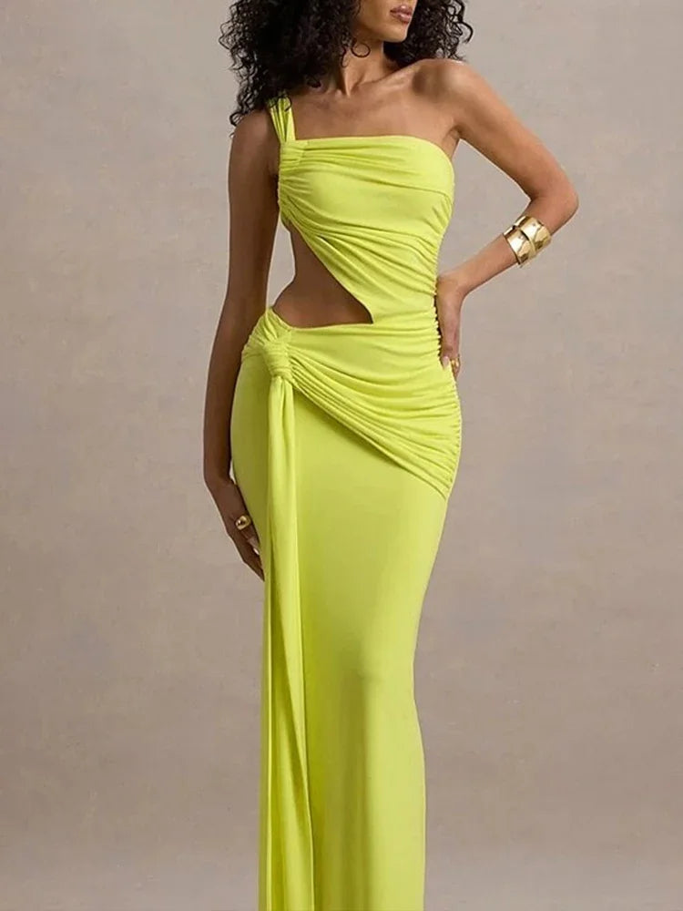 Backless Hollow One-Shoulder Dress