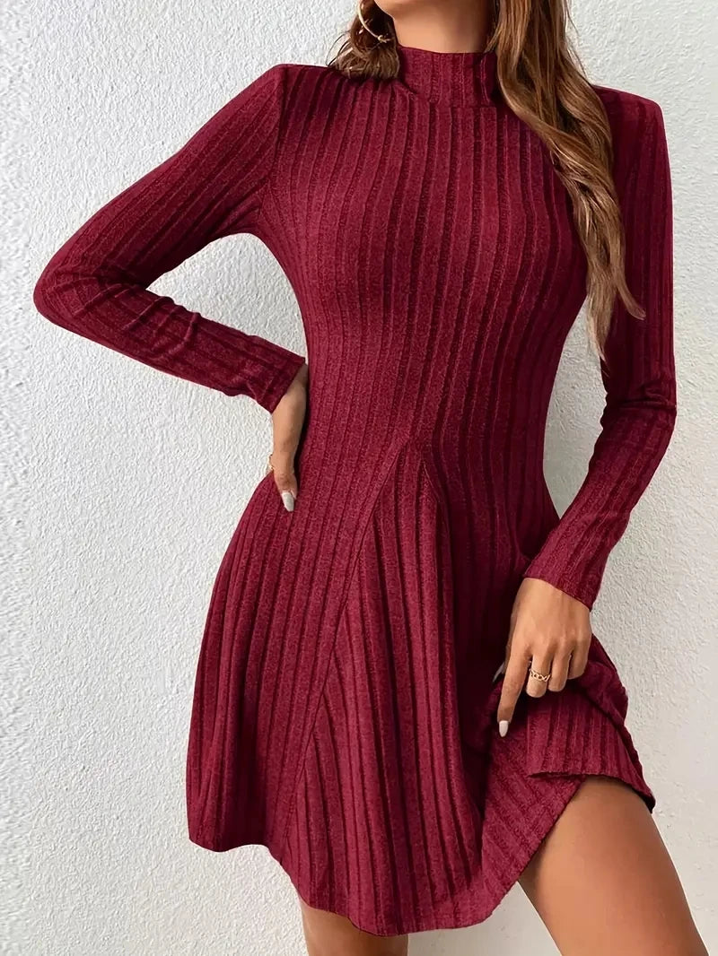 Long Sleeve Slim Fit A-Line Dress
