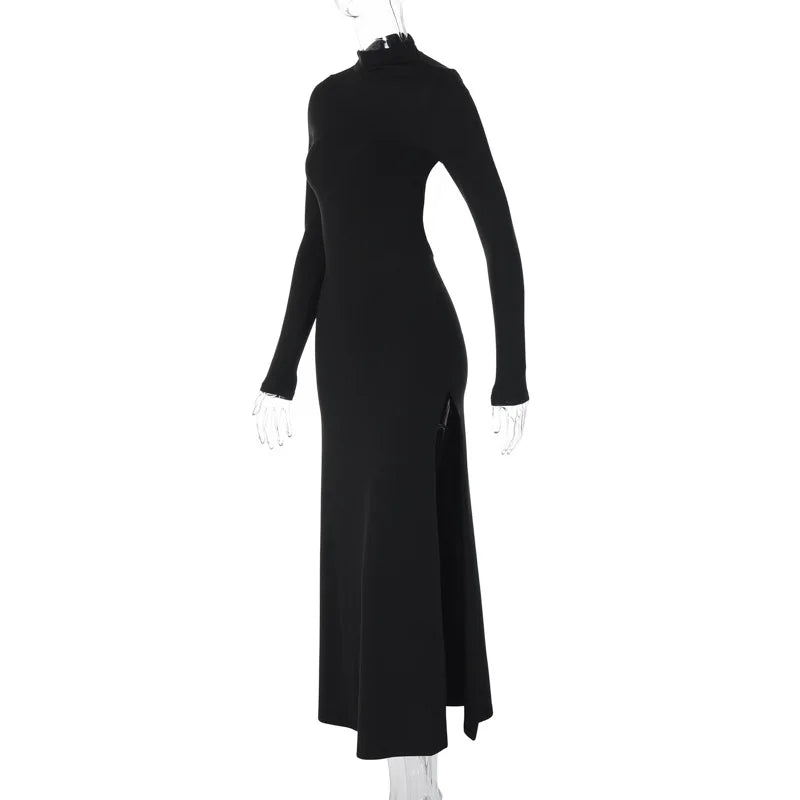 Long Sleeve Maxi Dress & High Split Fashion