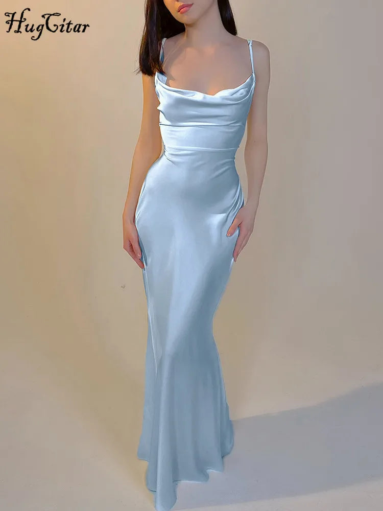 Satin Ethereal Backless Maxi Dress