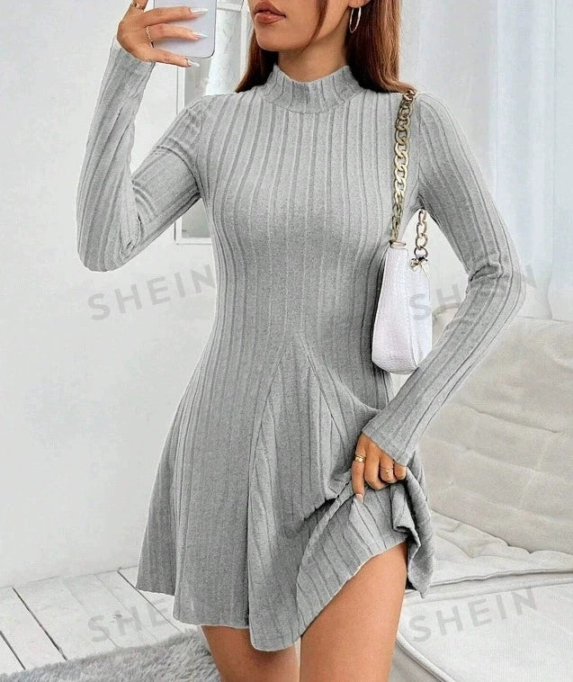 Long Sleeve Slim Fit A-Line Dress