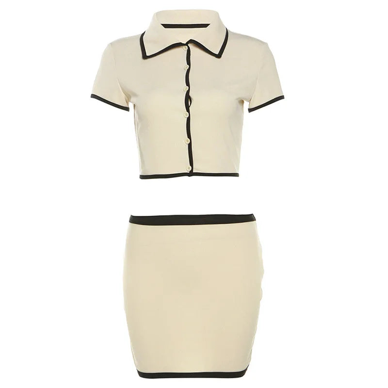 Polo Crop Top & Mini Skirt – Two-Piece Set
