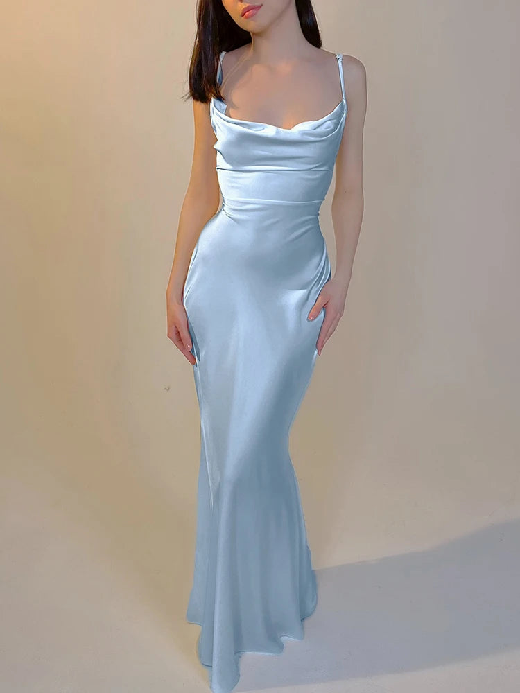 Satin Ethereal Backless Maxi Dress
