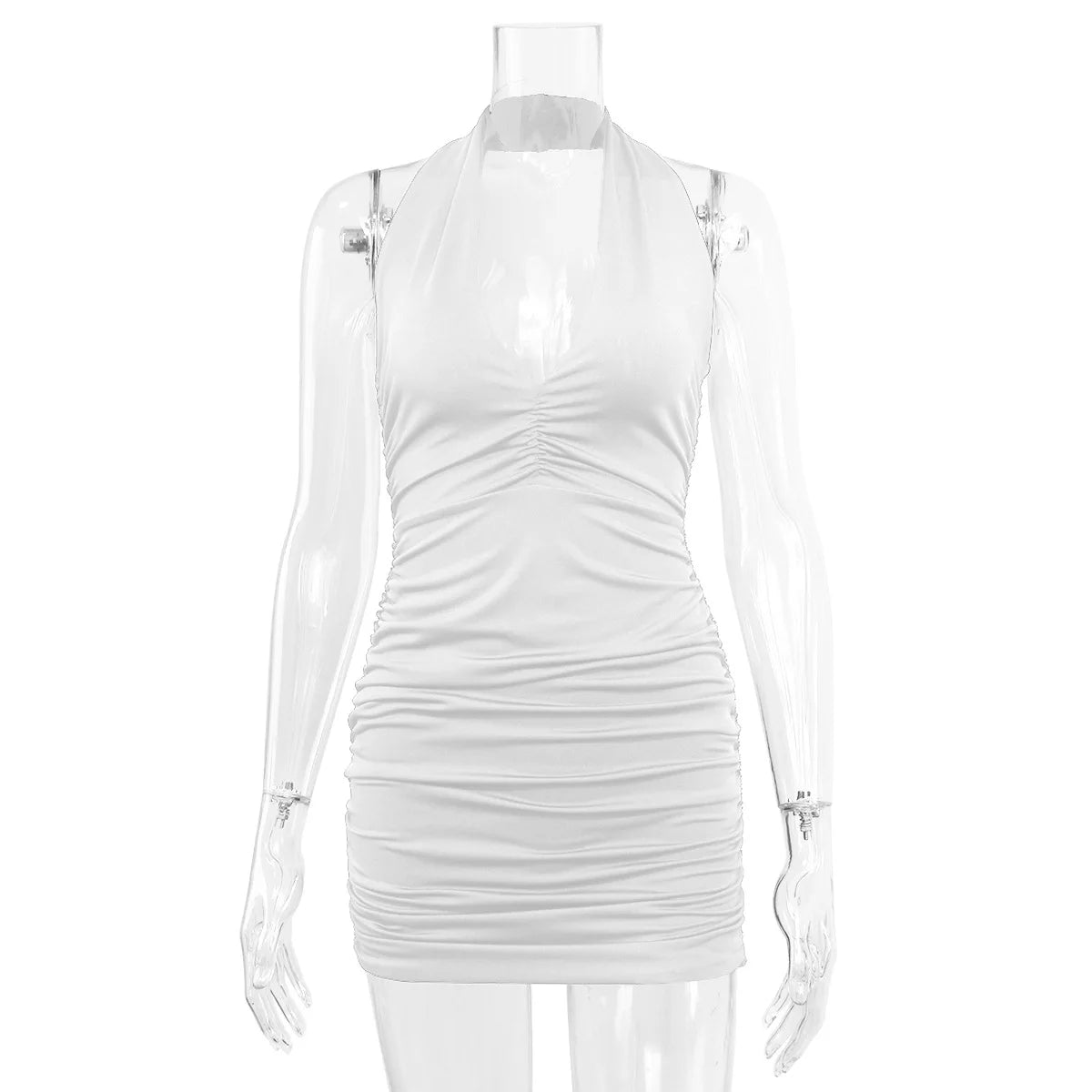 Deep V Backless Mini Dress