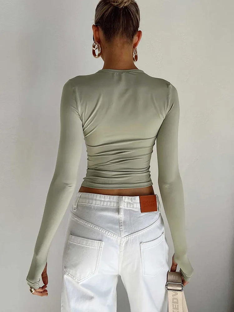 Streetwear Long Sleeve Slim Fit Crop Top