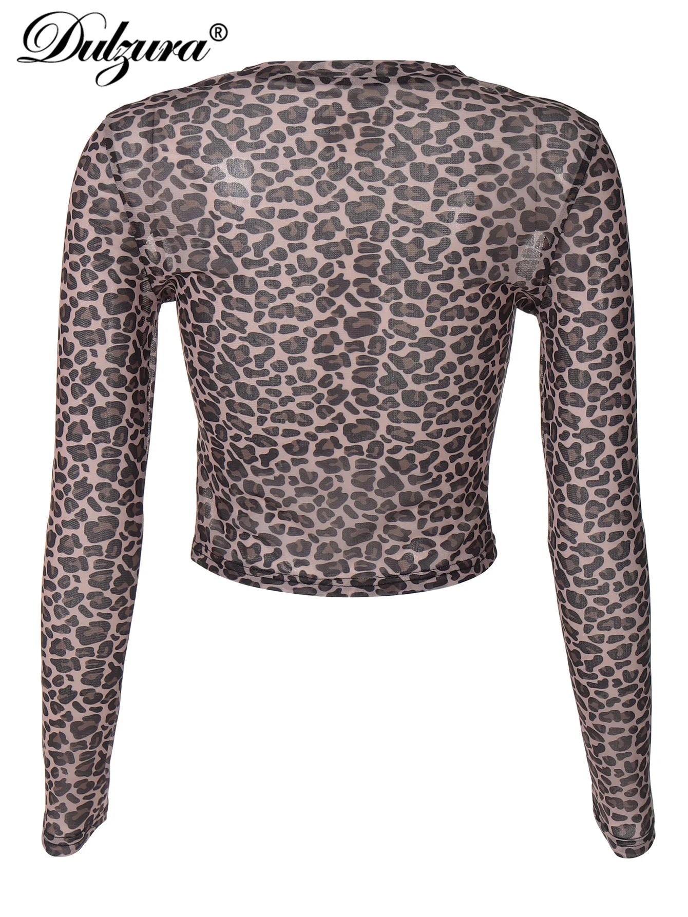 Long Sleeve Leopard Mesh Top