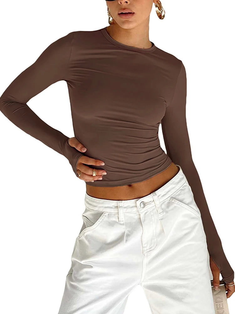 Streetwear Long Sleeve Slim Fit Crop Top