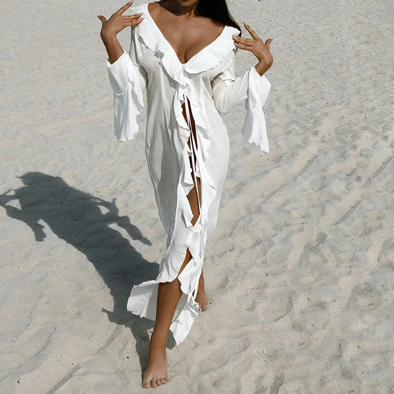 Long Sleeve Beach Tunic Cover-Ups