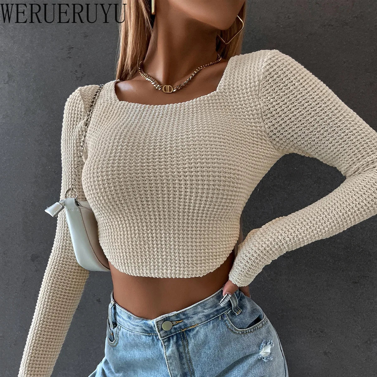 Crop Top Y2K Long Sleeve Knit