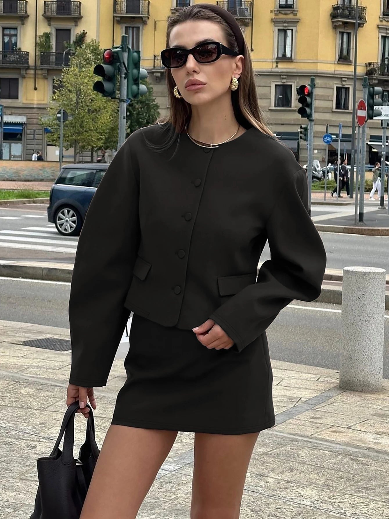 Y2K Chic 2-Piece Set – Crop Coat & Mini Skirt