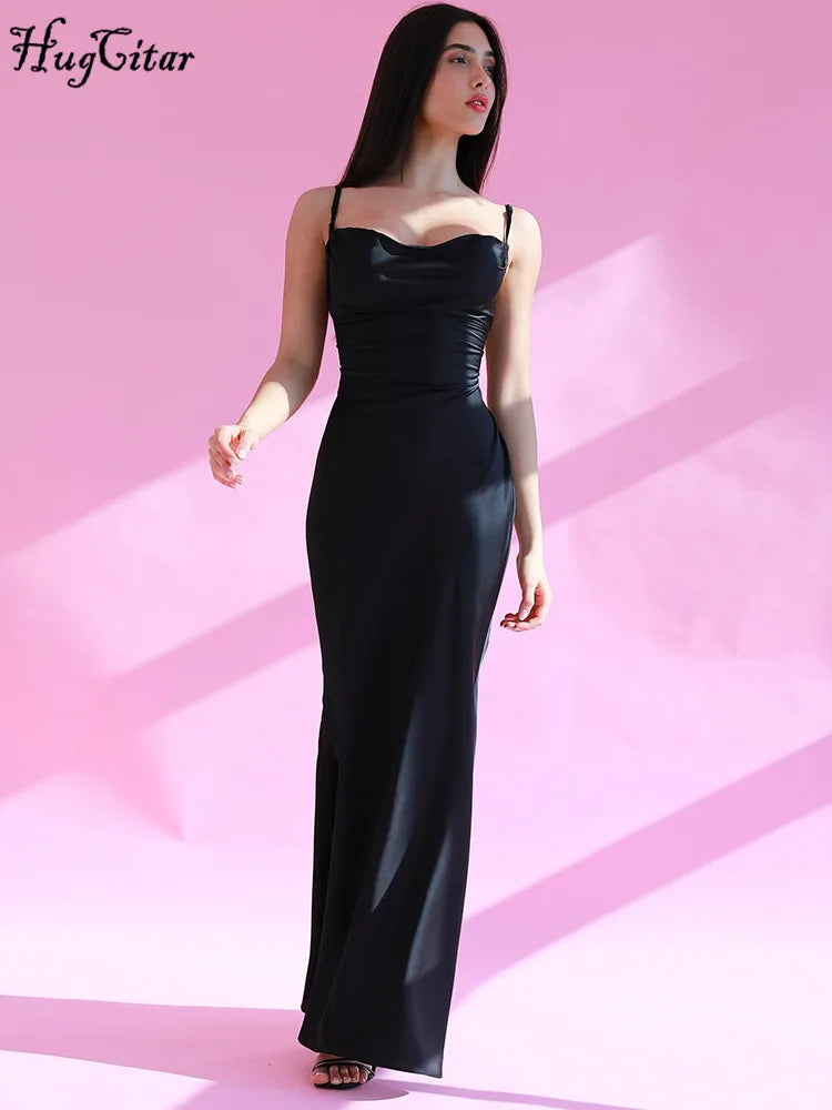 Satin Ethereal Backless Maxi Dress