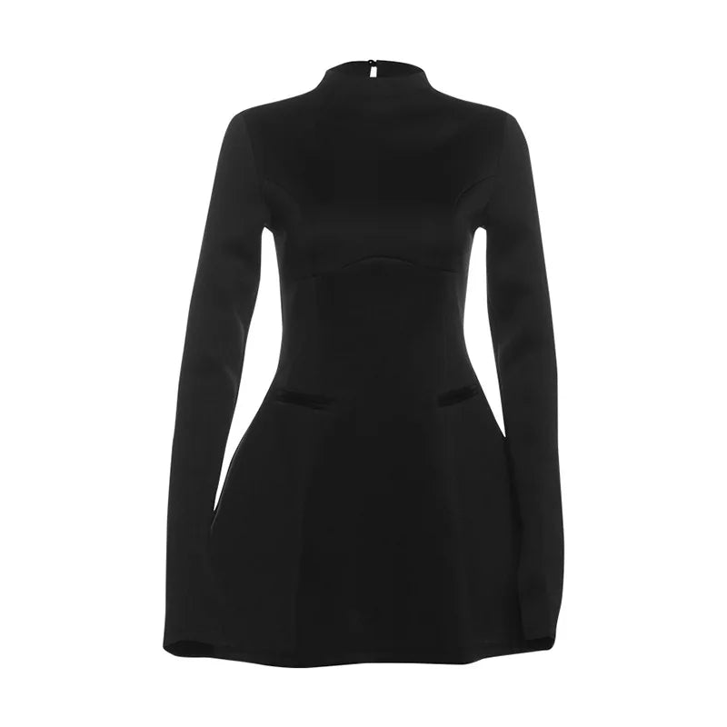 Backless Long Sleeve Mini Dress