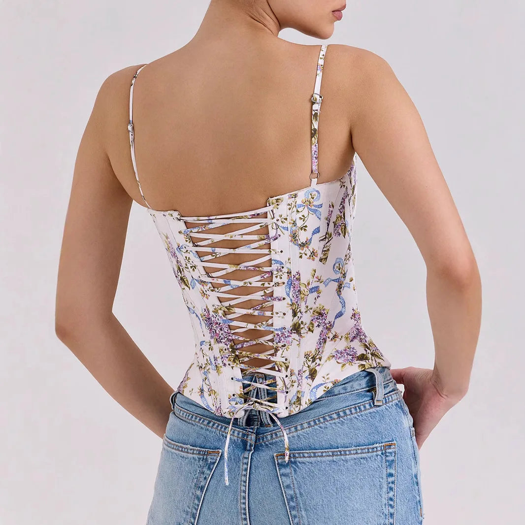 Floral Lace-Up Corset