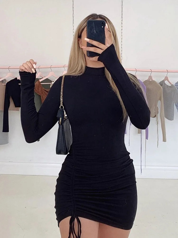 Long Sleeve Bodycon Turtleneck Mini Dress