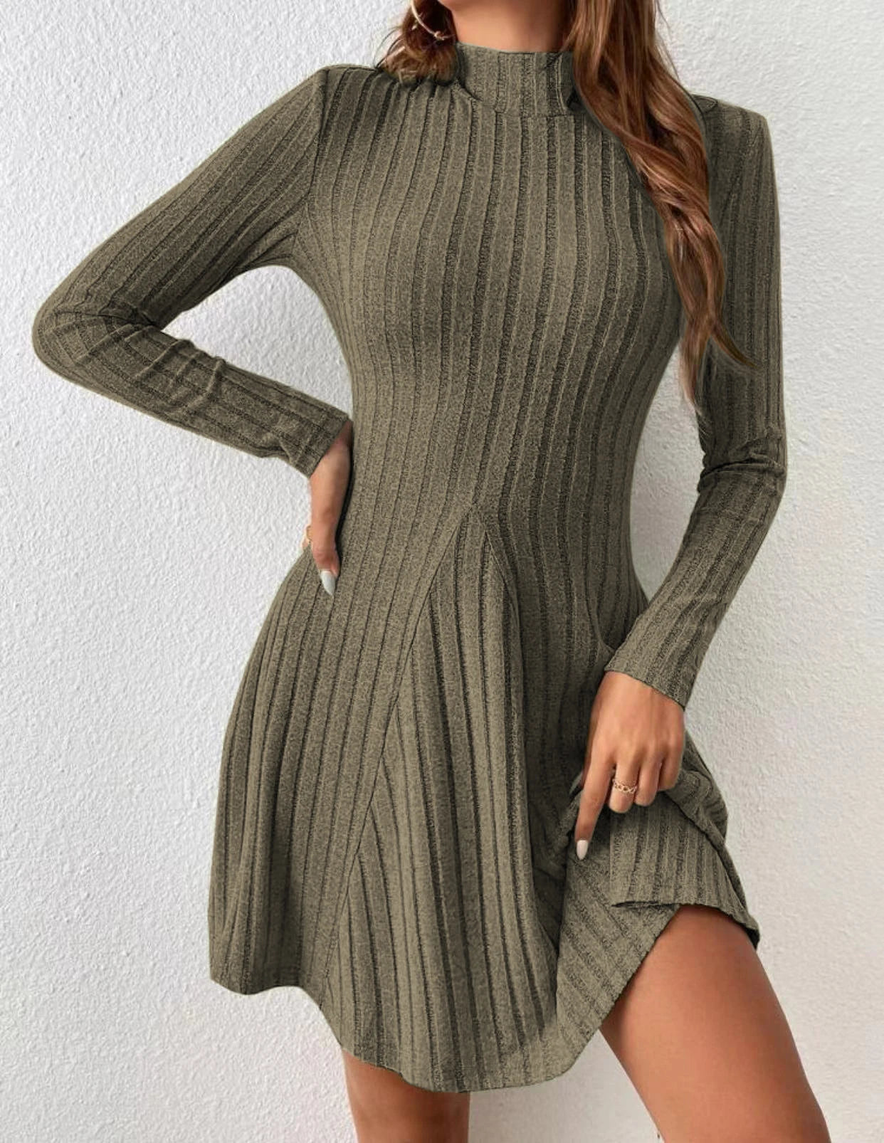 Long Sleeve Slim Fit A-Line Dress