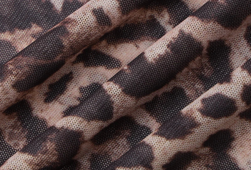 Leopard Long Sleeve Sexy Slim Maxi Dress