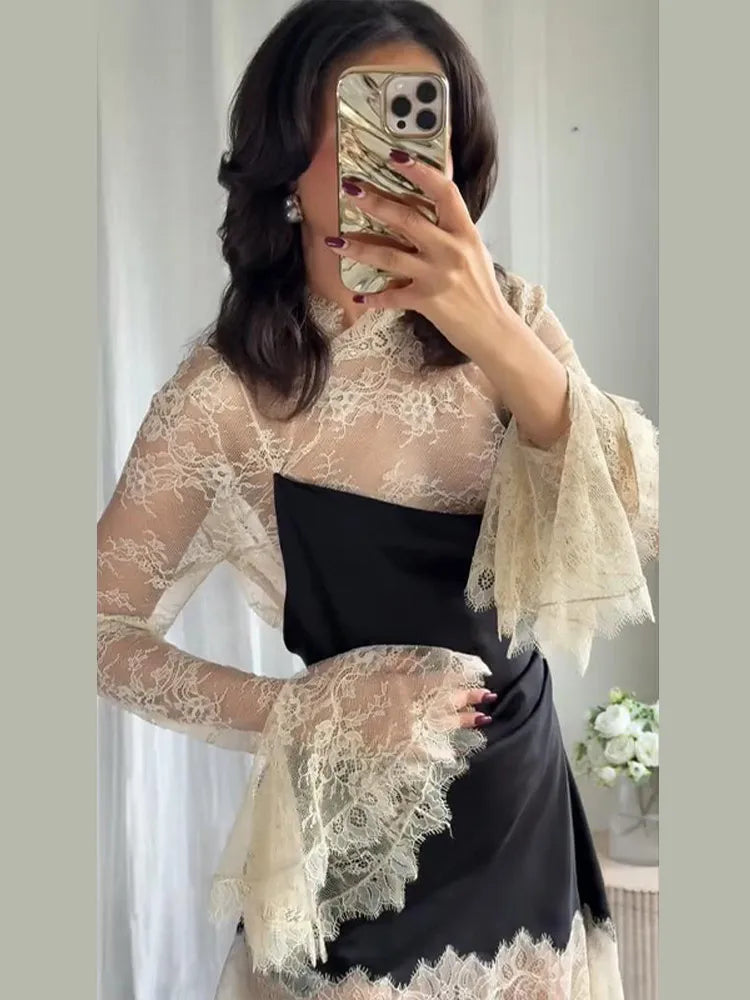 Lace Patchwork Mini Dress