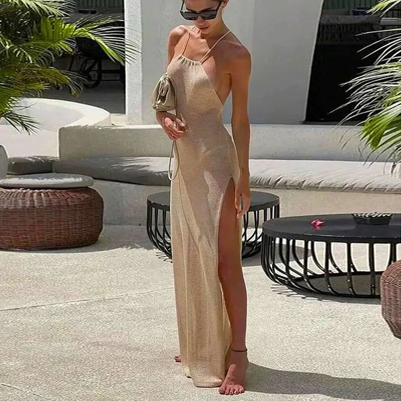 Long Knitted See-Through Beach Dress