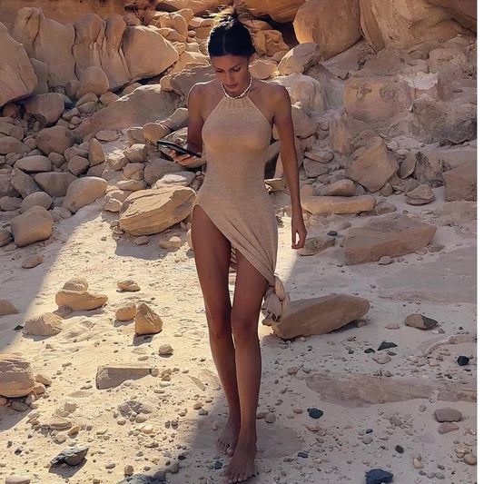 Long Knitted See-Through Beach Dress