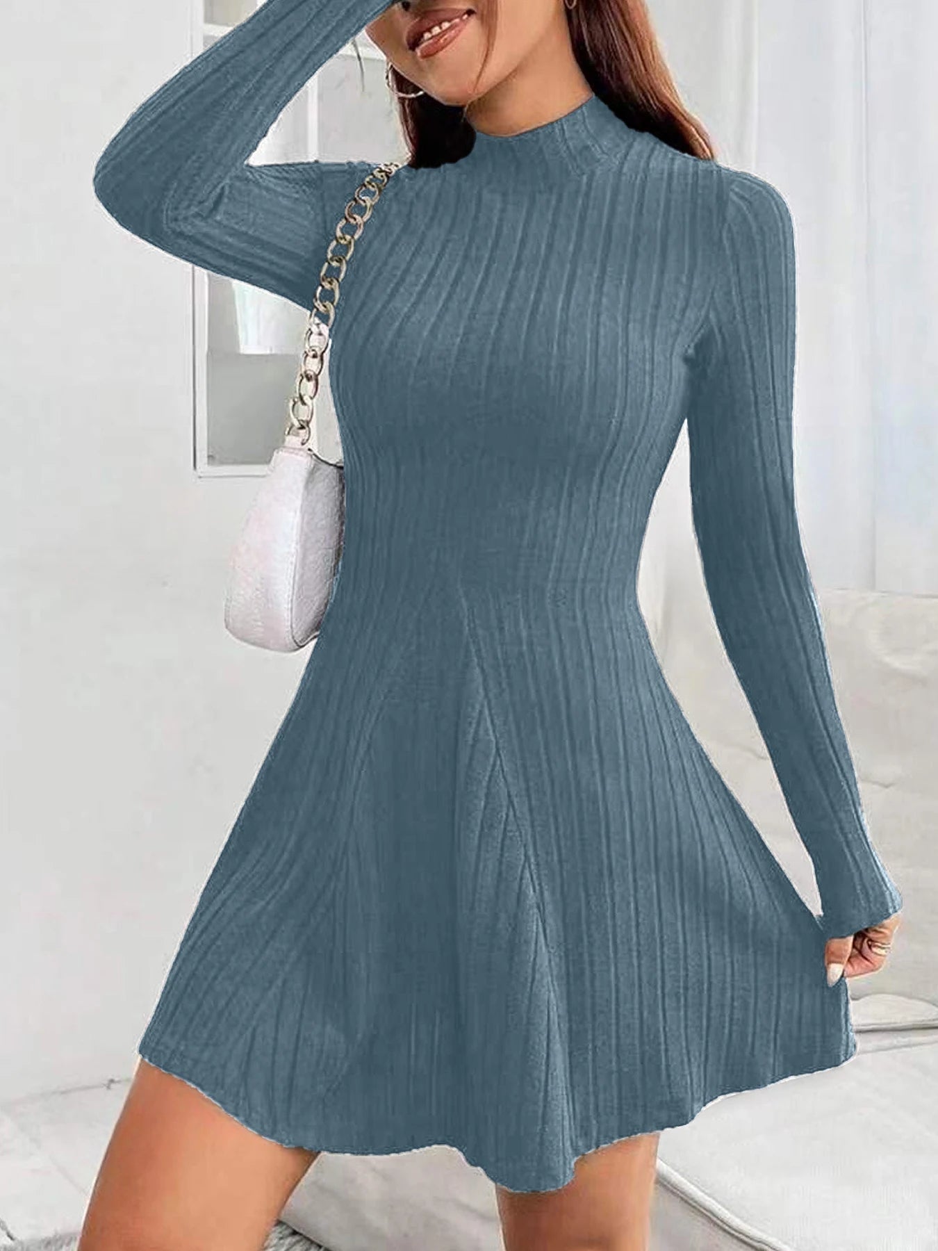 Long Sleeve Slim Fit A-Line Dress