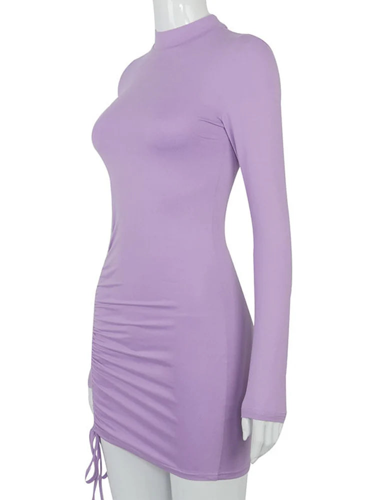 Long Sleeve Bodycon Turtleneck Mini Dress