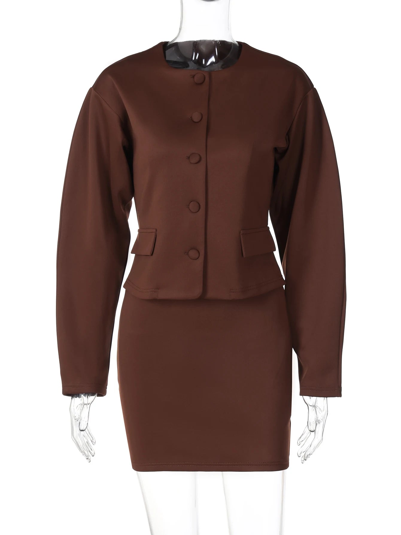Y2K Chic 2-Piece Set – Crop Coat & Mini Skirt