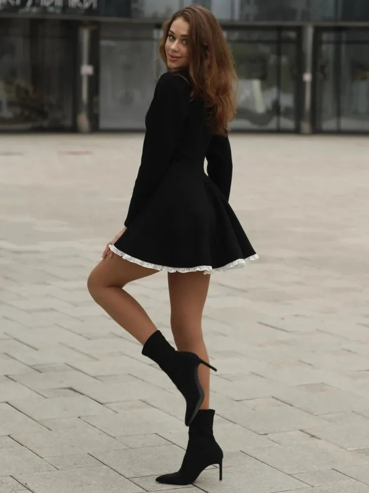 Lace Mini Dress ( High Waist )