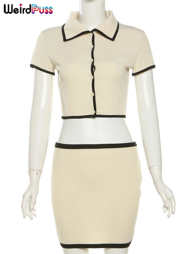 Polo Crop Top & Mini Skirt – Two-Piece Set