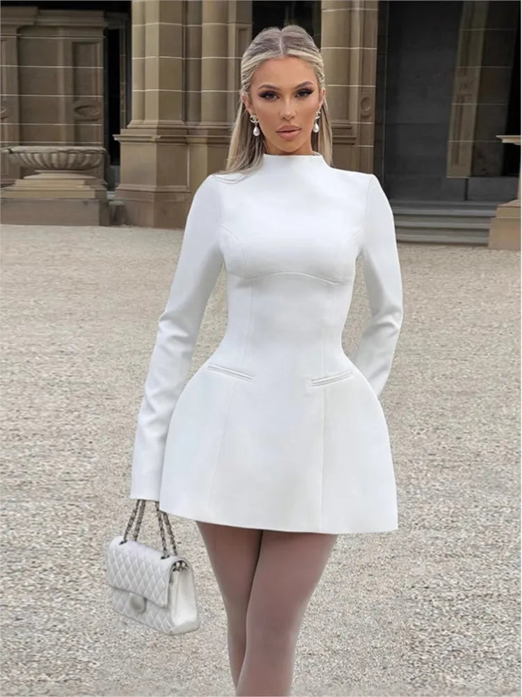 Backless Long Sleeve Mini Dress