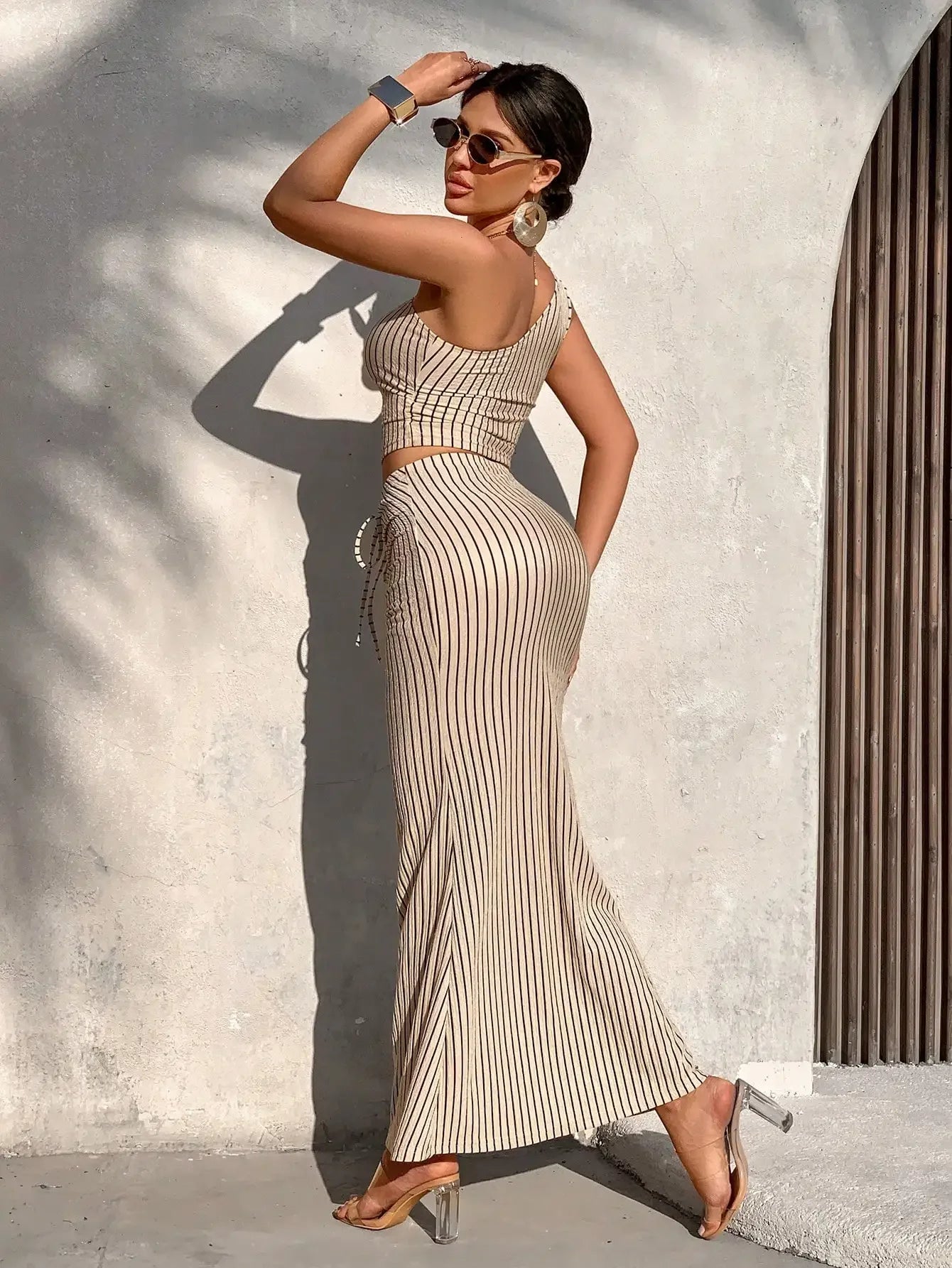 Pleated Top & Mermaid Skirt Two-Piece Set