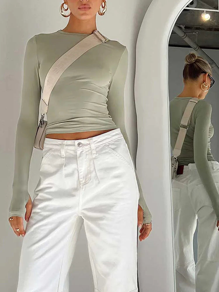 Streetwear Long Sleeve Slim Fit Crop Top