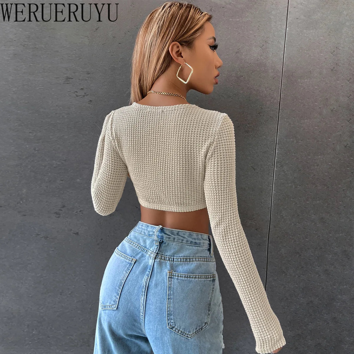 Crop Top Y2K Long Sleeve Knit