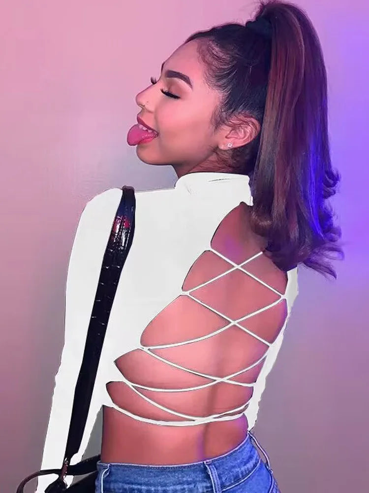 Tops Backless Long Sleeve