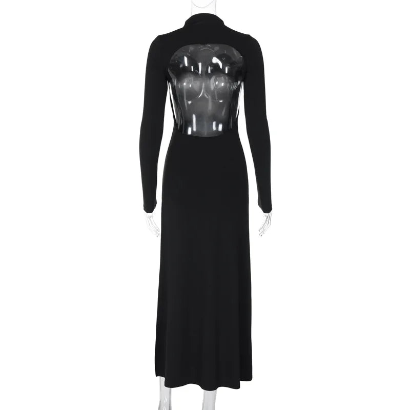 Long Sleeve Maxi Dress & High Split Fashion