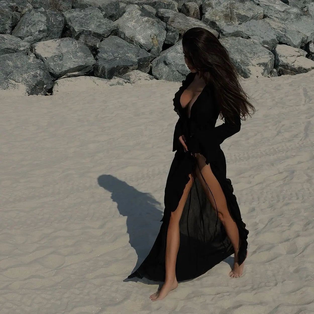 Long Sleeve Beach Tunic Cover-Ups