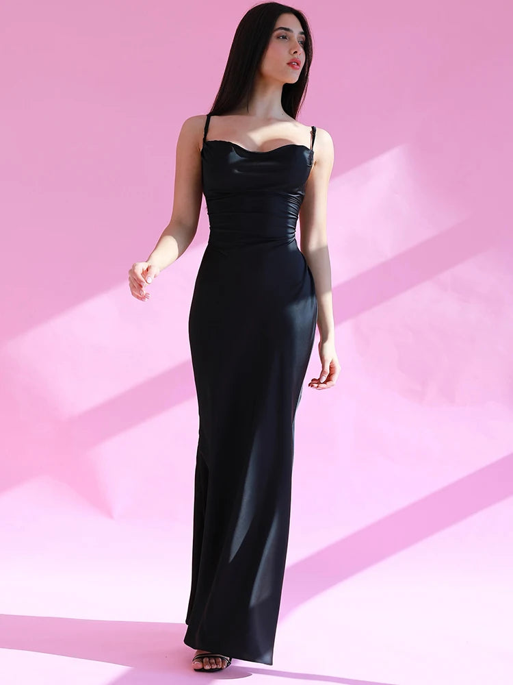 Satin Ethereal Backless Maxi Dress