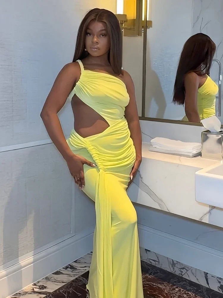 Backless Hollow One-Shoulder Dress