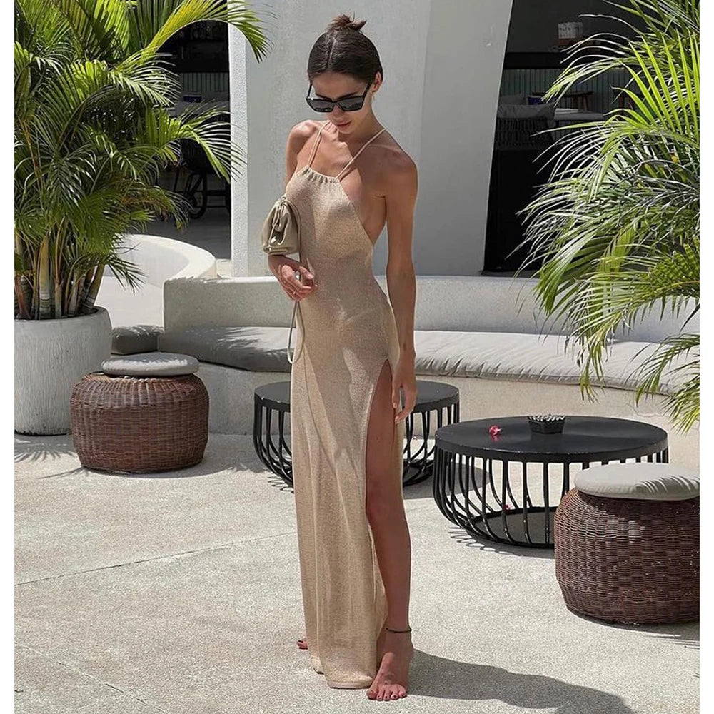 Long Knitted See-Through Beach Dress