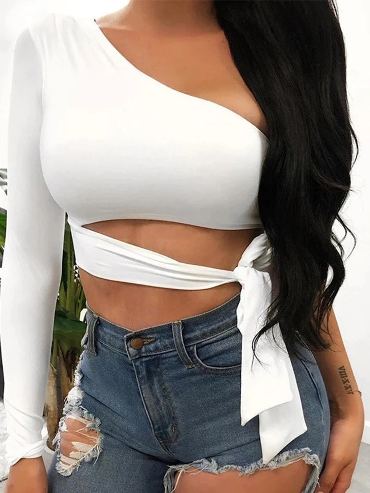 Streetwear One-Shoulder Crop Top